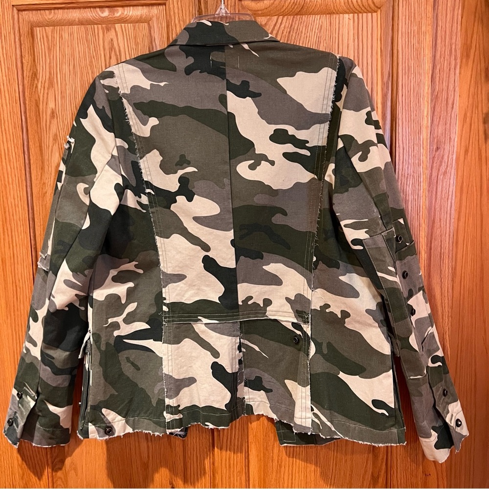 Zadig & Voltaire Virginia Camo Raw-Edge Button-Front Cotton Blazer Jacket‎ Large - Picture 11 of 16